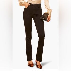 Reformation Audrey High Waist Black Straight Leg Women's Jeans